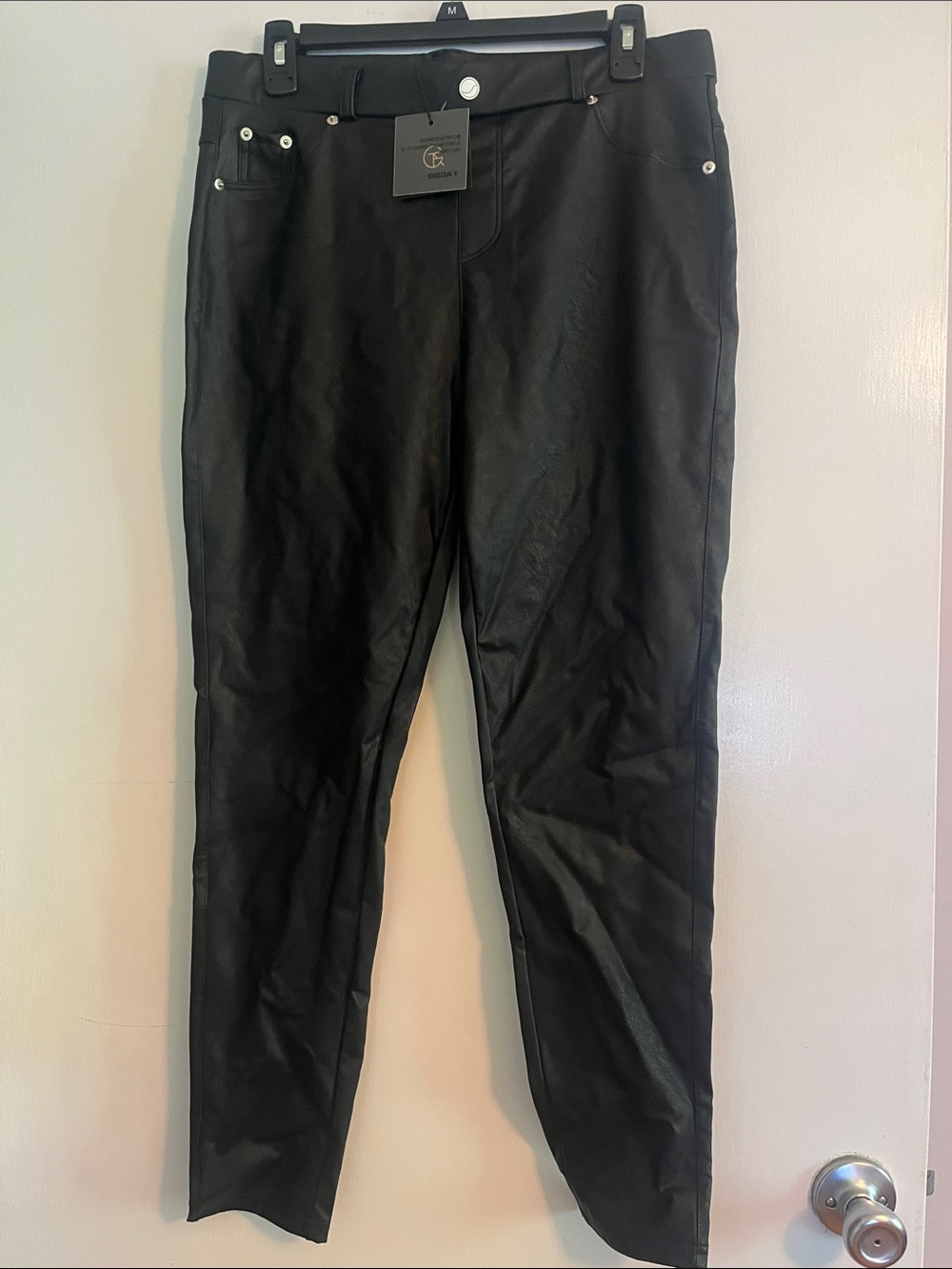 Black Faux Leather Skinny Pants - Women